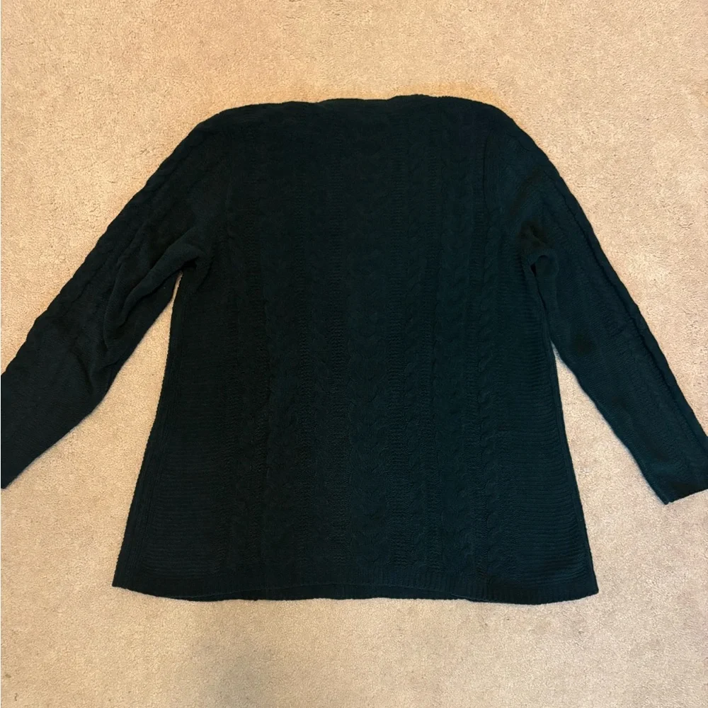 Forest Green Cable Knit Crewneck Sweater